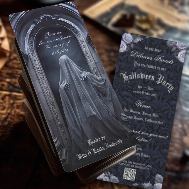 Spooky Gothic Ghost QR Code Vuxen Halloween fest Inbjudningar (Skapare uppladdad)
