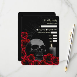 Spooky Gothic Halloween Bröllop OSA med Röd ros Kort