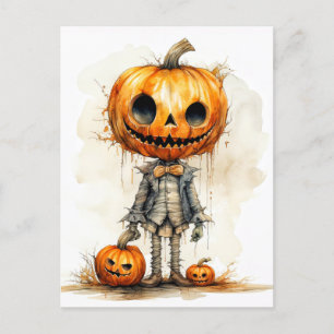 Spooky Gothic Halloween Pumpkin Fiend Vykort