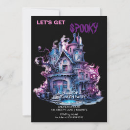 Spooky Gothic Haunted House Halloween Black Inbjudningar