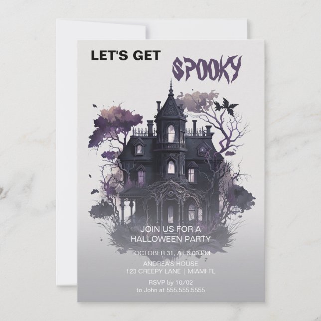 Spooky Gothic Haunted House Halloween Inbjudningar (Framsida)
