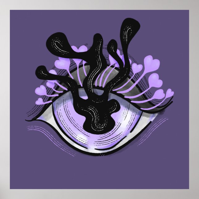 Spooky Gothic Lila Öga Halloween Art Poster (Framsidan)