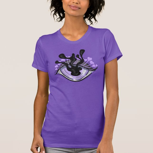 Spooky Gothic Lila Öga Halloween Art T Shirt (Framsida)