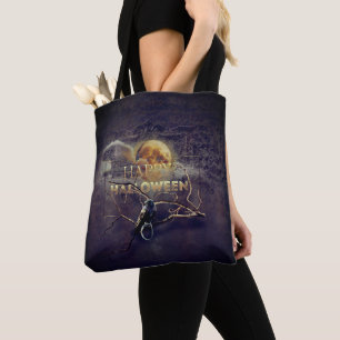 Spooky Gothic Raven in Full Moon Vuxen Halloween Tygkasse