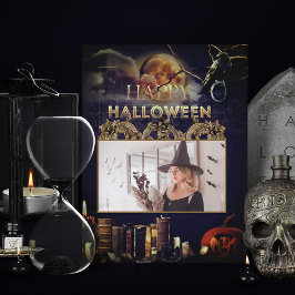 Spooky Gothic Raven in Full Moon Vuxen Halloween Vykort