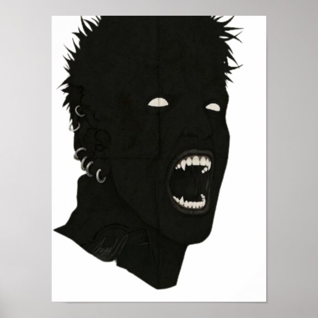 Spooky Gothic Screaming Vampire Vector Art Poster (Framsidan)