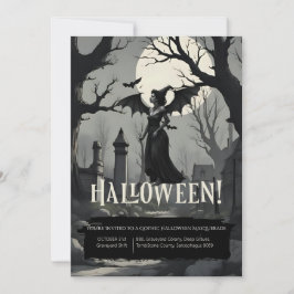 Spooky Gothic Vuxen Costume & Cocktail Halloween Inbjudningar