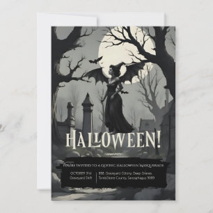 Spooky Gothic Vuxen Costume & Cocktail Halloween Inbjudningar