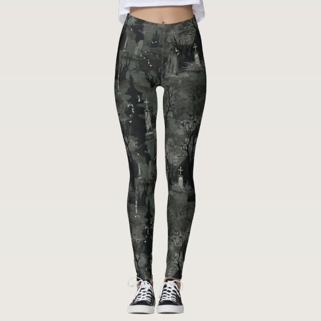 Spooky Graveyard Girl Leggings (Framsida)
