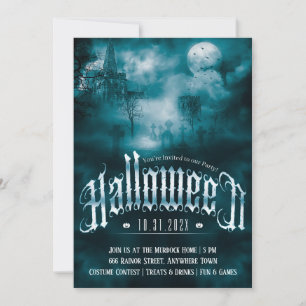 Spooky Graveyard Gothic Mörk Halloween Inbjudningar