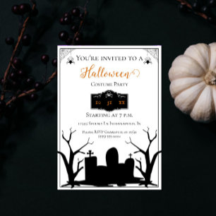 Spooky Graveyard Halloween Costume Party Inbjudningar