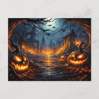 Spooky Graveyard Happy halloween Vykort
