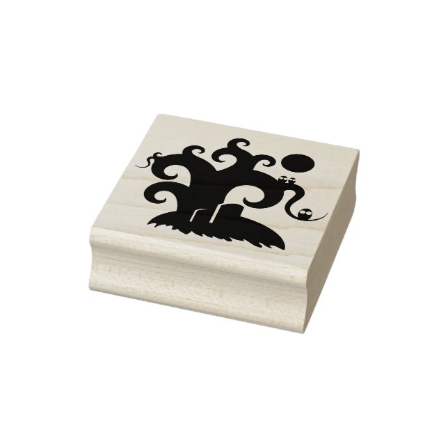 Spooky graveyard silhouette art frimärke stämpel (Stämpel)