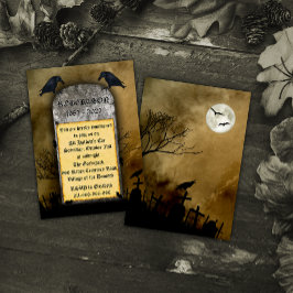Spooky Gravsten Halloween från Raven Cemetery Inbjudningar