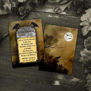 Spooky Gravsten Halloween från Raven Cemetery Inbjudningar