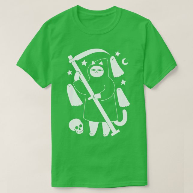 Spooky Grim Reaper Cat T Shirt (Design framsida)