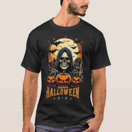 Spooky Grim Reaper Jack O' Lanterns Bats Halloween T Shirt