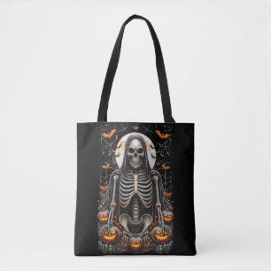 Spooky Grim Skeleton & Glowing Pumpkins Halloween Tygkasse