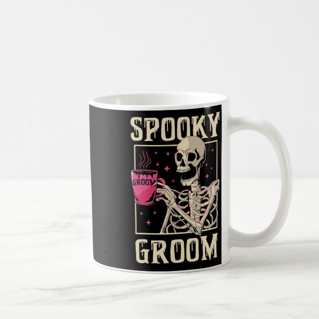 Spooky Groom Skeleton Halloween Bröllop Bachelor P Kaffemugg (Höger)