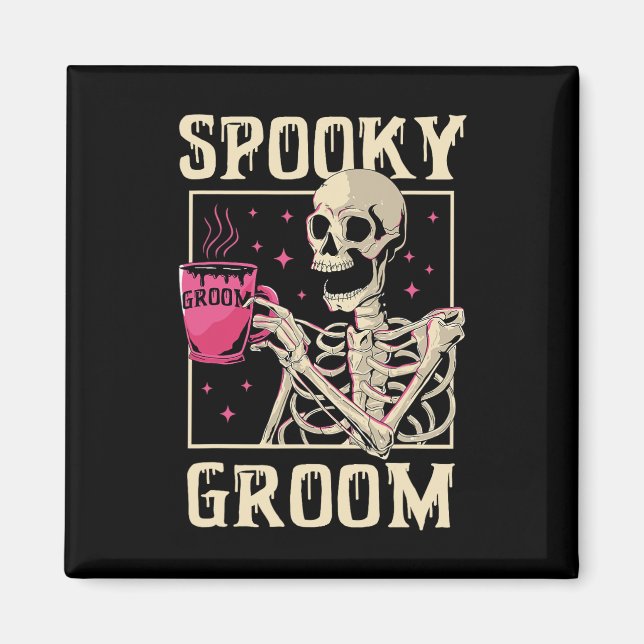 Spooky Groom Skeleton Halloween Bröllop Bachelor P Magnet (Framsidan)