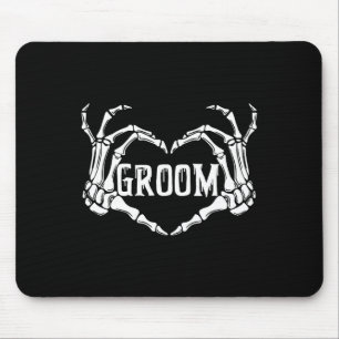 Spooky Groom Skeleton Händer Halloween Förlovning Musmatta