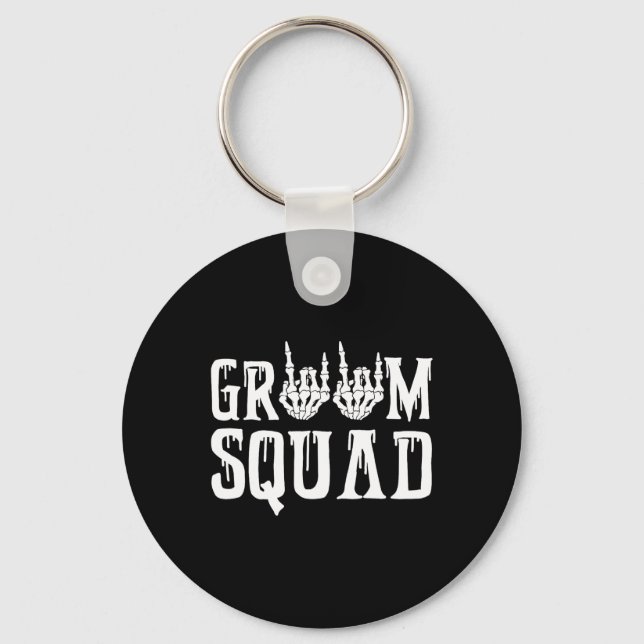 Spooky Groom Squad Gothic Bröllop Halloween Bachel Nyckelring (Framsida)