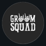 Spooky Groom Squad Gothic Bröllop Halloween Bachel Runt Klistermärke<br><div class="desc">Spooky Groom Squad Gothic Bröllop Halloween Bachelor</div>