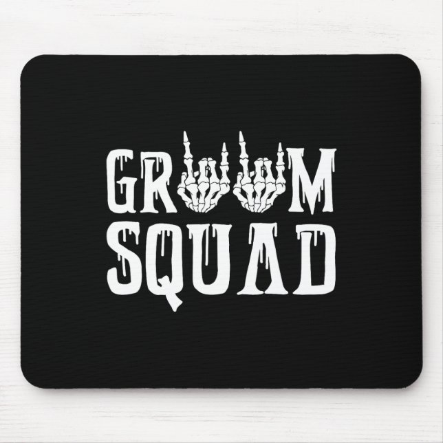 Spooky Groom Squad Gotiskt Bröllop Halloween Siltb Musmatta (Framsidan)