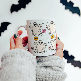 Spooky Groovy Spöken & Flowers Halloween Kaffemugg