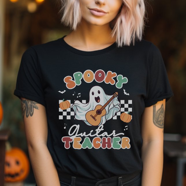 Spooky Guitar Teacher Halloween Music T-Shirt (Skapare uppladdad)