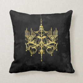 Spooky Guld Chandelier på Black | Faux Glitter Kudde