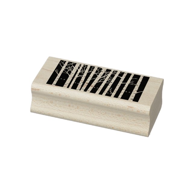 Spooky Gult Halloween Öga i Birch Forest Stämpel (Stämpel)