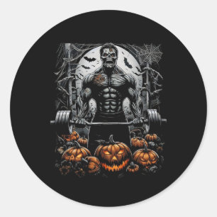 Spooky Gym Skeleton-haunted Fitness Roligt-hallowe Runt Klistermärke