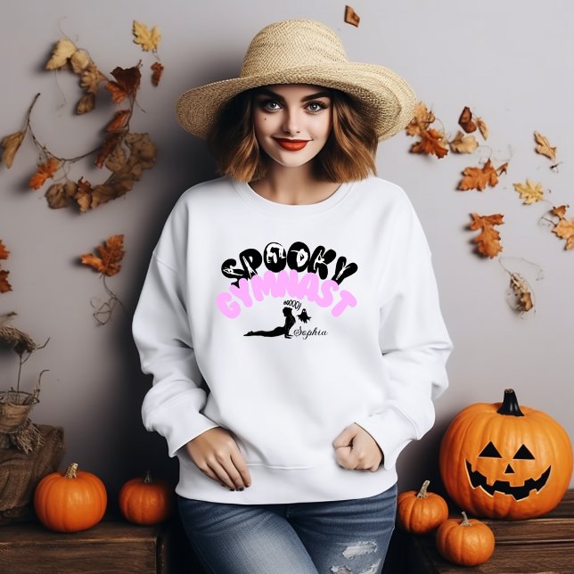 Spooky Gymnast Personlig Namn Halloween Gift T Shirt (Skapare uppladdad)