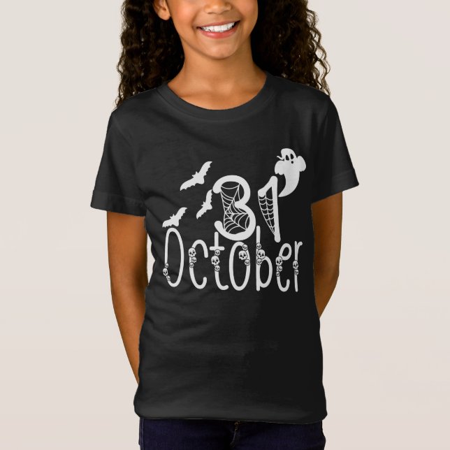 Spooky Halloween 31 oktober T Shirt (Framsida)