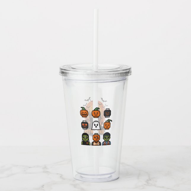 Spooky Halloween Acrylic Tumbler Design Take Away Mugg (Framsida)