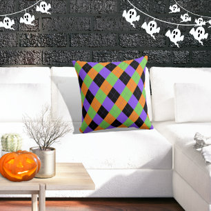 Spooky Halloween Argyle Black Dekorativ kudde