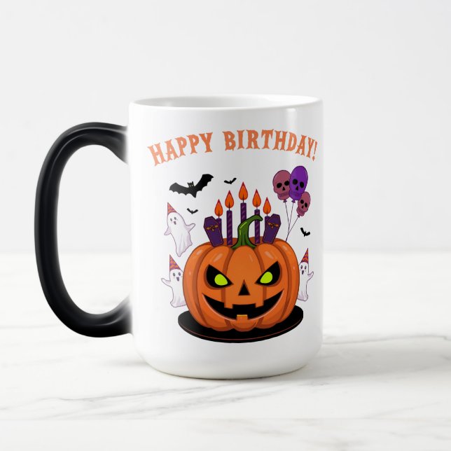 Spooky Halloween B-day Pumpkin Cake & Spöken Magisk Mugg (Vänster)