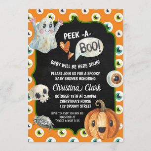 Spooky Halloween Baby Shower Peek a Boo Ghost Inbjudningar