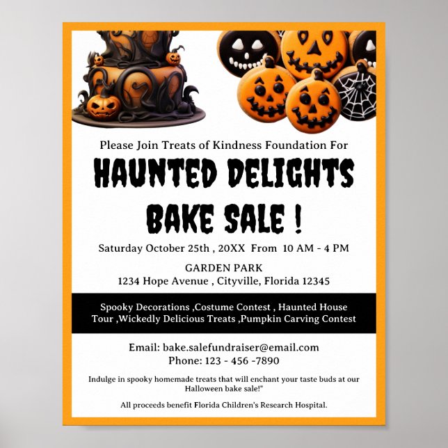 Spooky Halloween Bake Sale Fundraiser Poster (Framsidan)