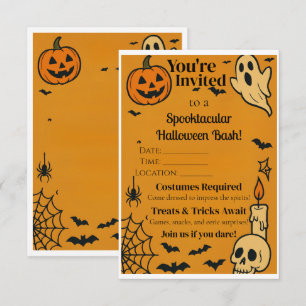 Spooky Halloween Bash Inbjudan Spöken och spel