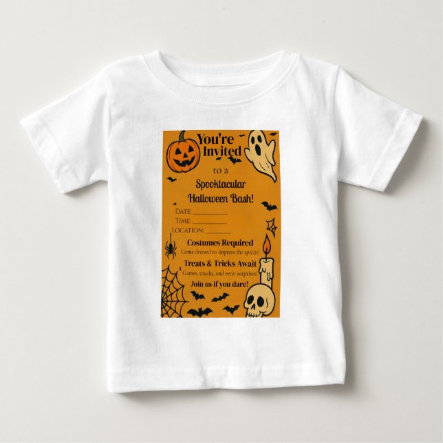 Spooky Halloween Bash Inbjudan | Spöken och spel T Shirt (Framsida)