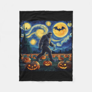 Spooky Halloween Bigfoot Starry Night Van Gogh Fleecefilt