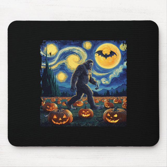 Spooky Halloween Bigfoot Starry Night Van Gogh Musmatta (Framsidan)