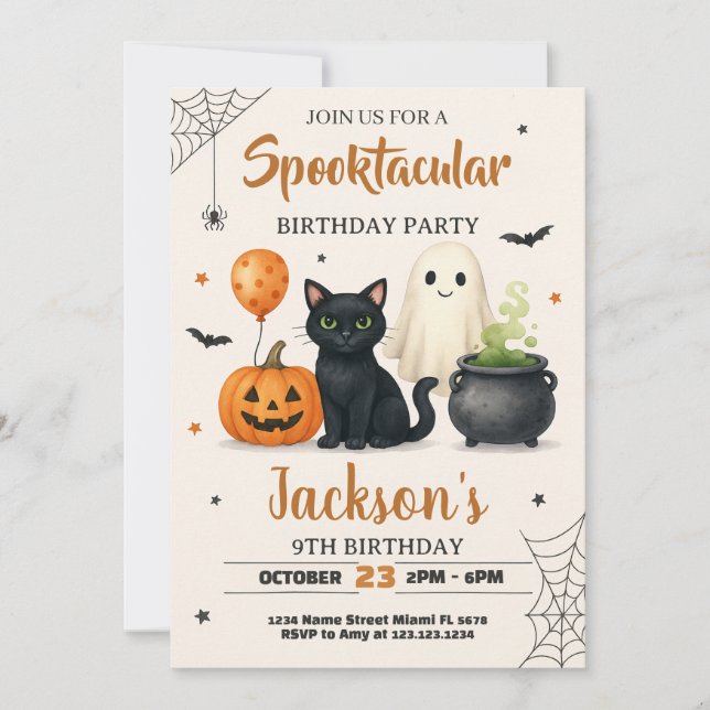 Spooky Halloween Birthday-inbjudan Inbjudningar (Framsida)
