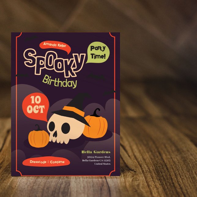 Spooky Halloween Birthday-inbjudan Inbjudningar (Skapare uppladdad)