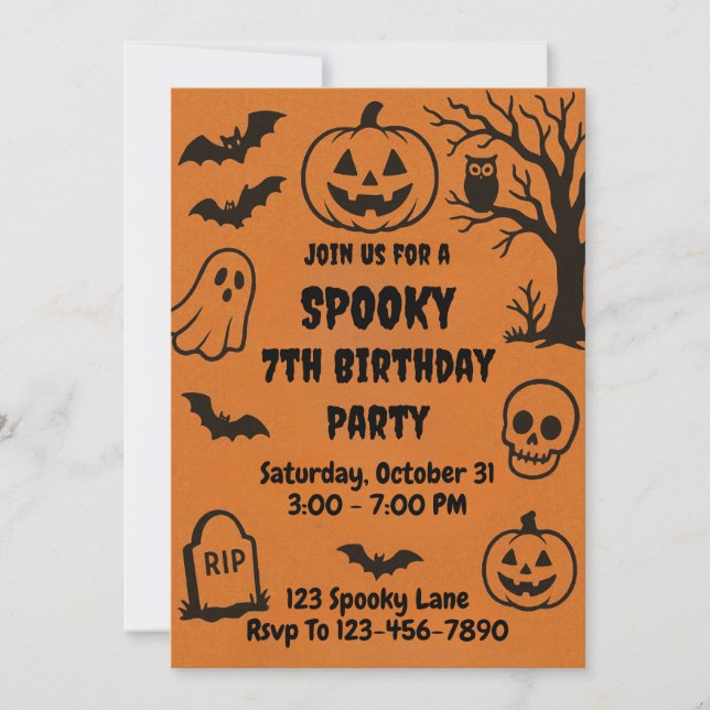 Spooky Halloween Birthday Inbjudningar (Framsida)