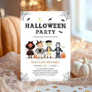Spooky Halloween Birthday Kids Party Inbjudningar