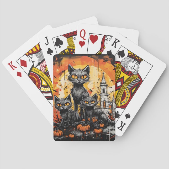 Spooky Halloween Black Cat Casinokort (Baksidan)