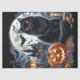 Spooky Halloween Black Cat Decoupage